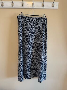 SHEIN Black and White Animal Print Midi Skirt